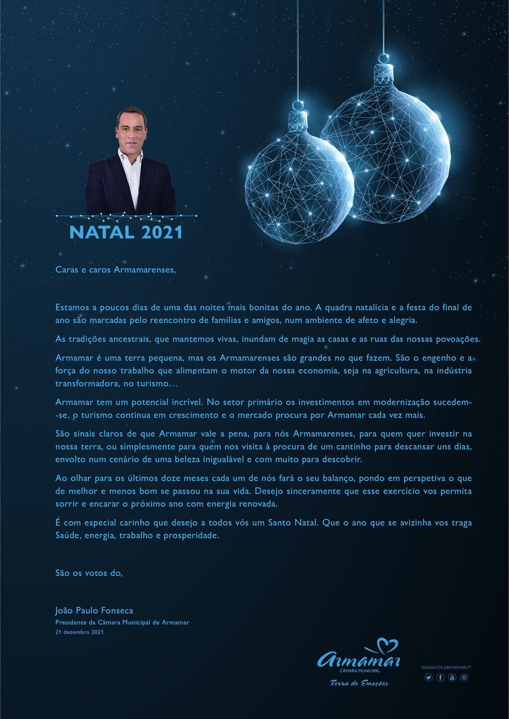 mensagem de natal 2021 do presidente da C&acirc;mara Municipal